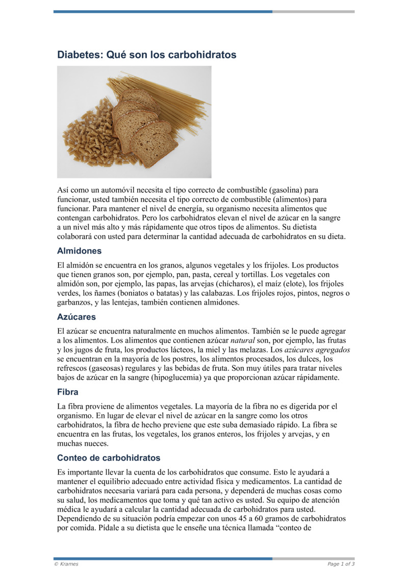 PDF Diabetes Qué son los carbohidratos HealthClips Online