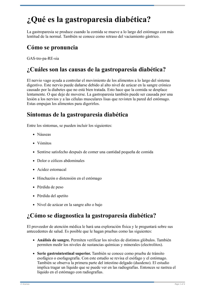 Text Qué es la gastroparesia diabética HealthClips Online