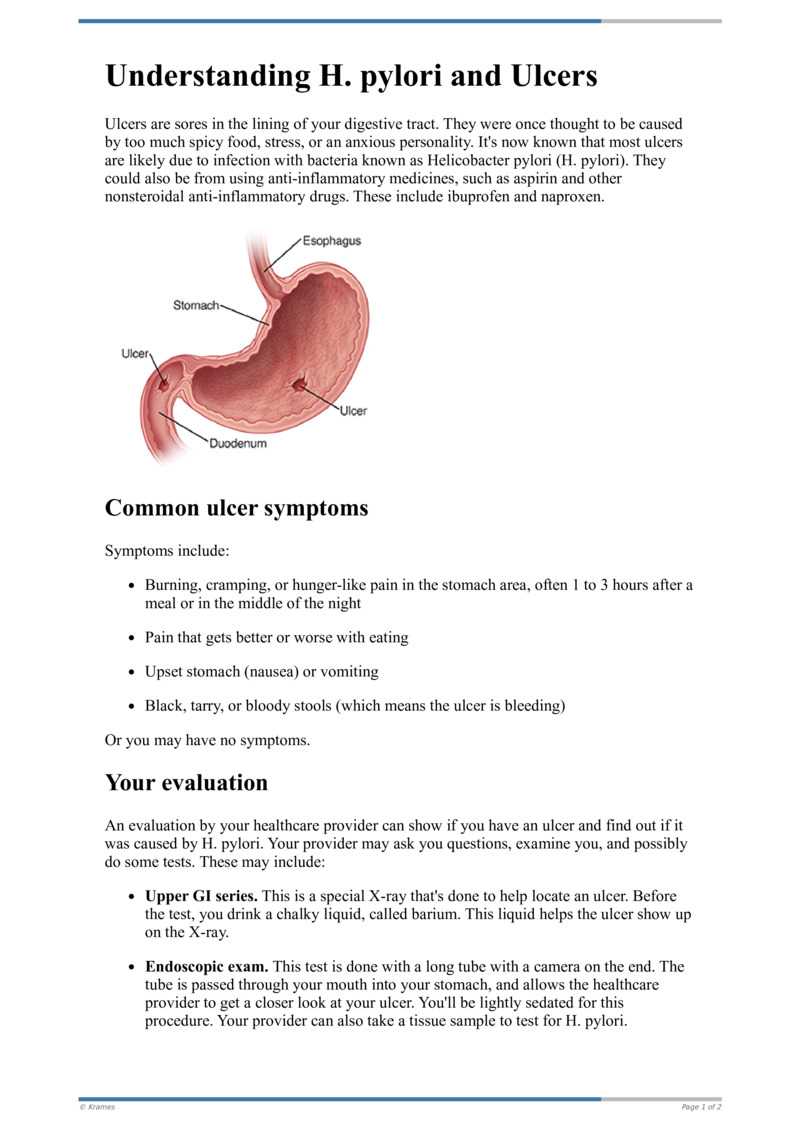 Text Understanding H Pylori And Ulcers Healthclips Online