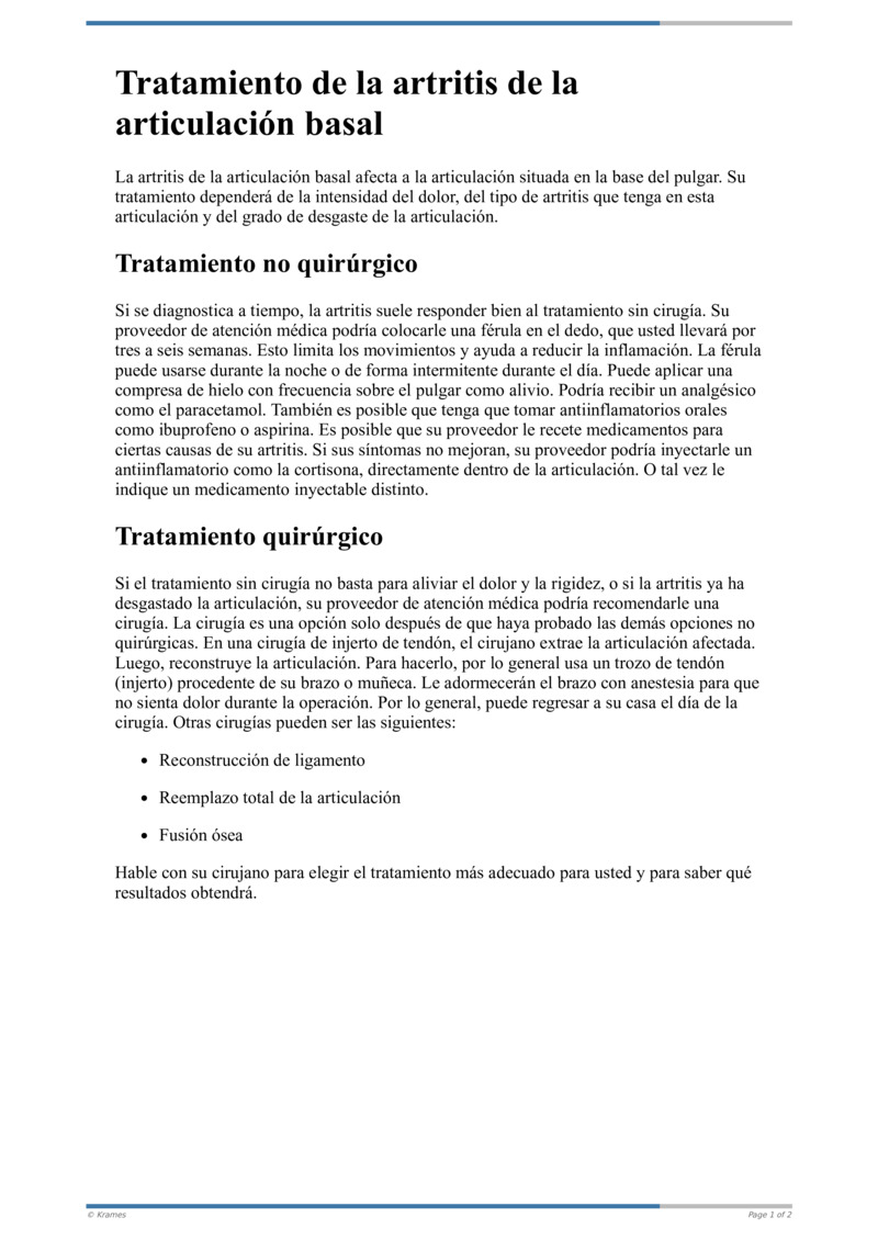 Text Tratamiento De La Artritis De La Articulaci N Basal