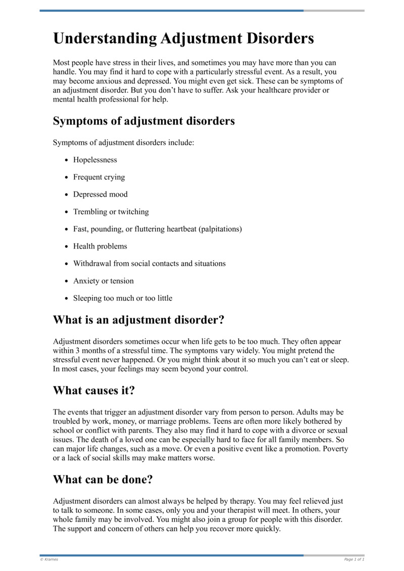 Text Understanding Adjustment Disorders Healthclips Online