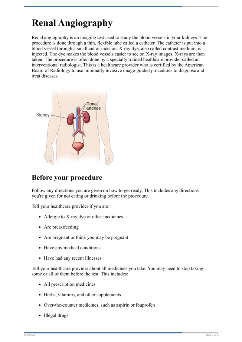 Text Renal Angiography HealthClips Online