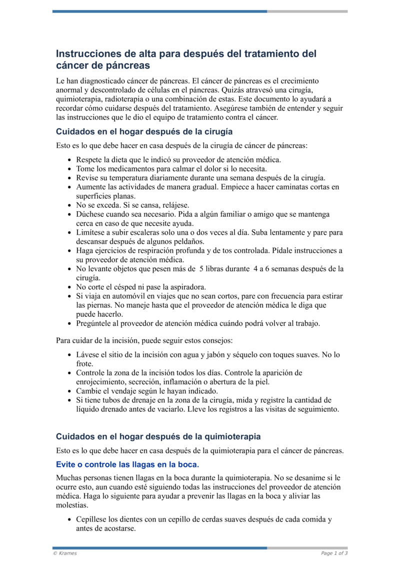 Pdf Instrucciones De Alta Para Despu S Del Tratamiento Del C Ncer