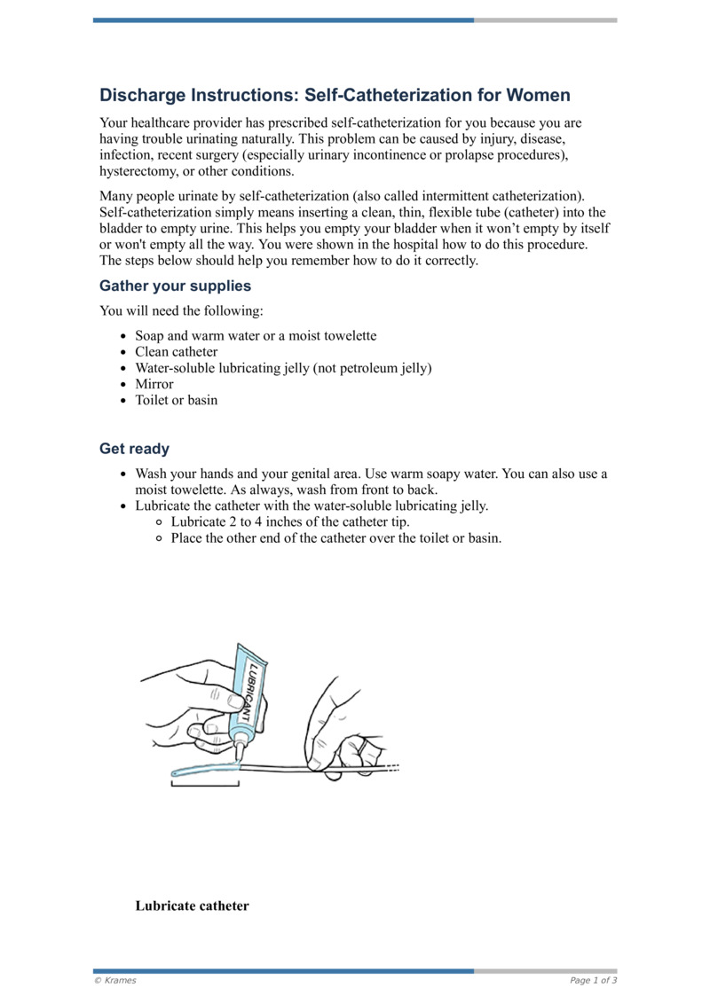 Pdf Discharge Instructions Self Catheterization For Women