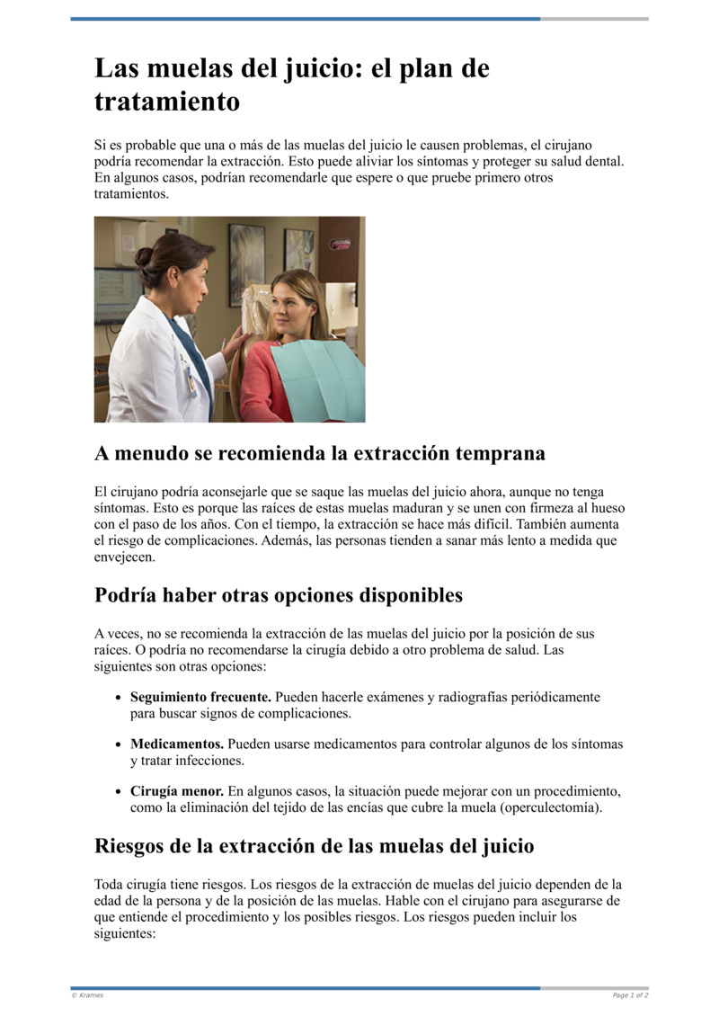 Text Las Muelas Del Juicio Su Plan De Tratamiento HealthClips Online