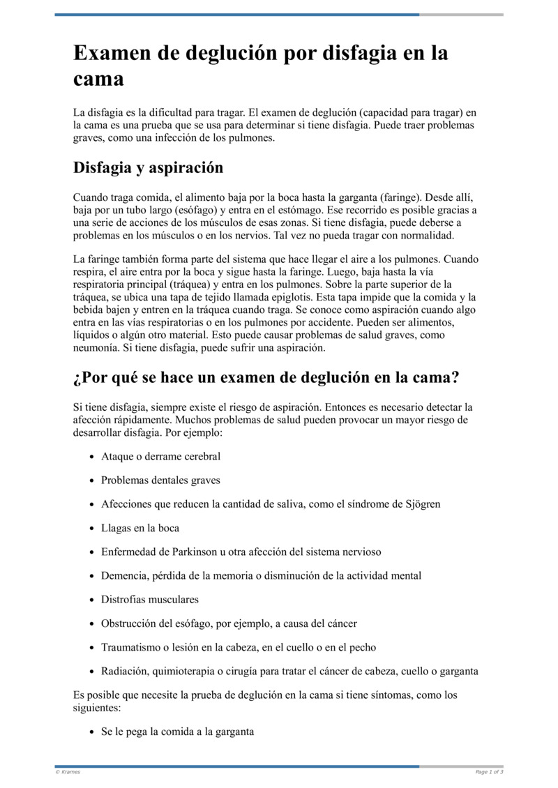 Text Examen de deglució n por disfagia en la cama HealthClips Online