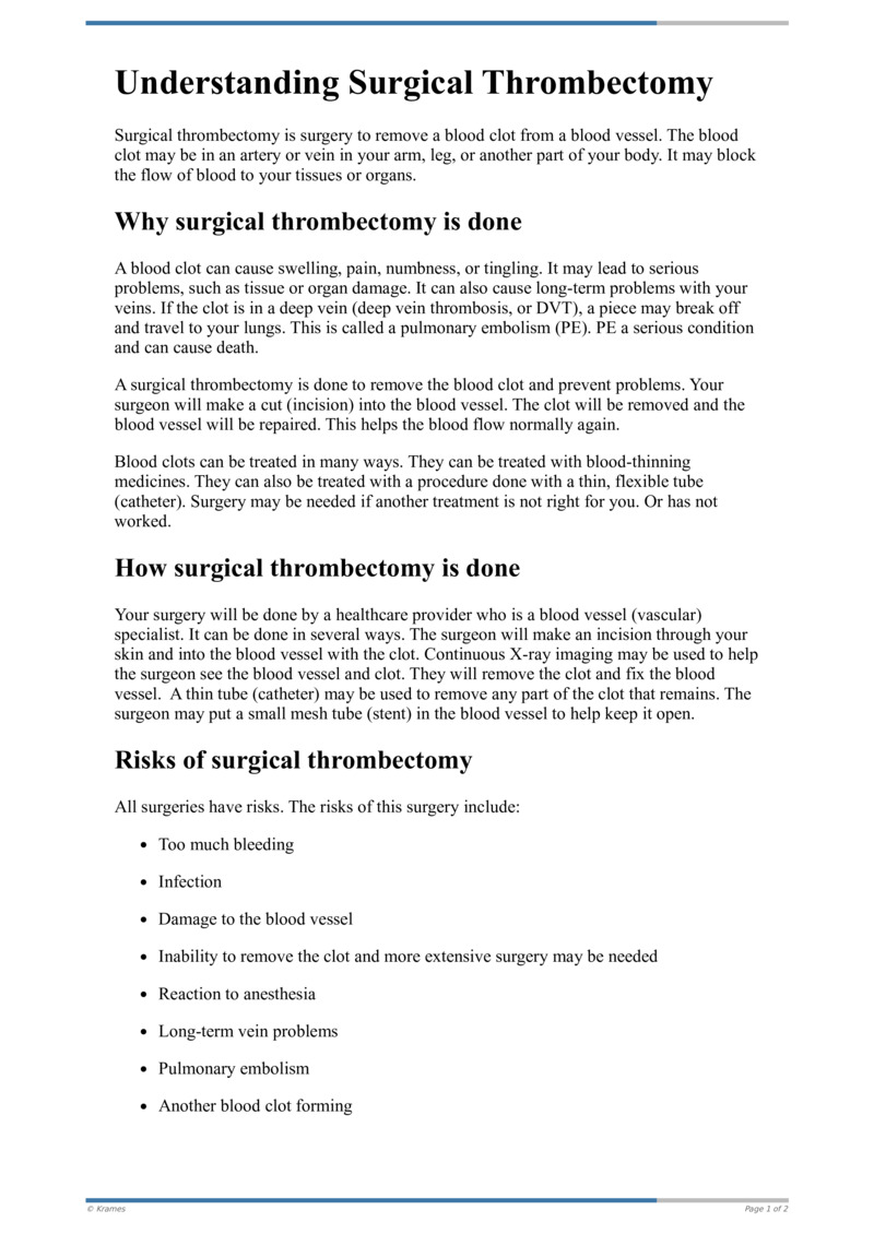 Text Understanding Surgical Thrombectomy Healthclips Online