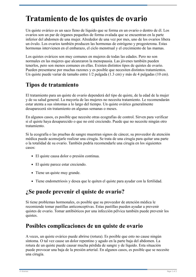 Text Tratamiento De Los Quistes De Ovario Healthclips Online