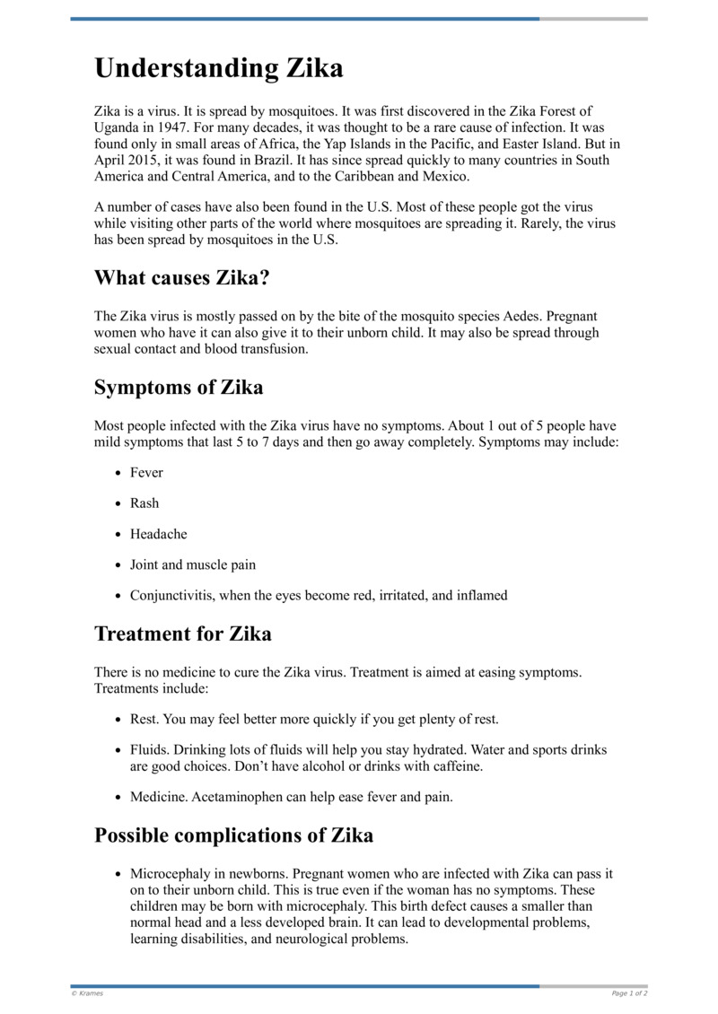 Text Understanding Zika HealthClips Online