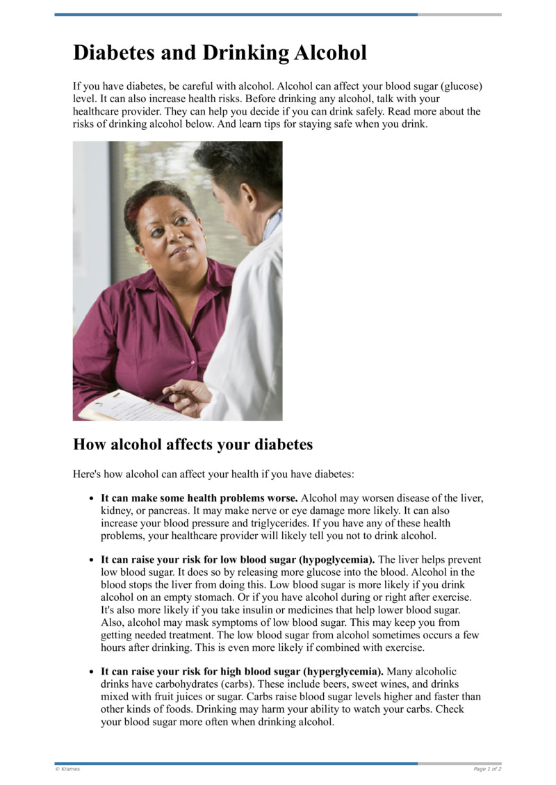 Text Diabetes and Drinking Alcohol HealthClips Online