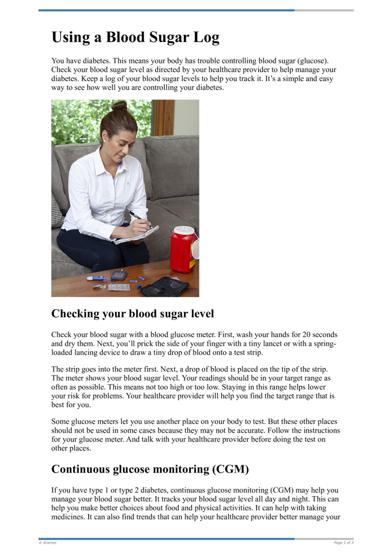 Poster image for "Using a Blood Sugar Log"