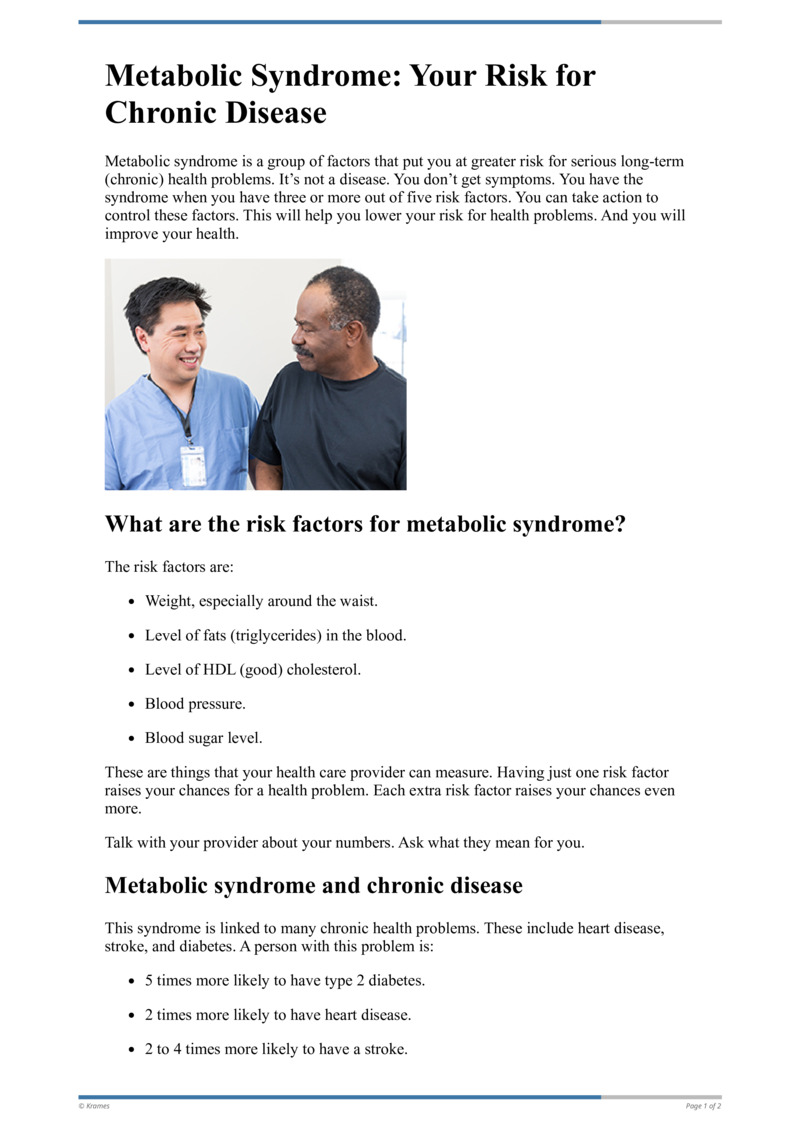 Text - Metabolic Syndrome: The Risk for Chronic Disease - HealthClips ...
