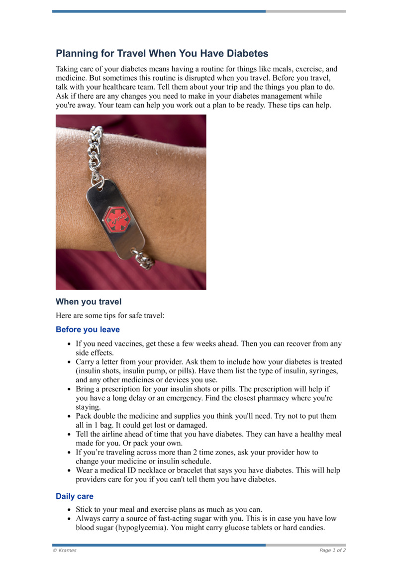 PDF Planning for Travel When You Have Diabetes HealthClips Online