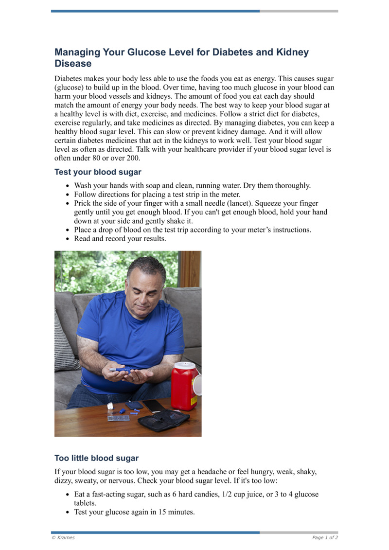 PDF Managing Your Glucose Level for Diabetes and Kidney Disease