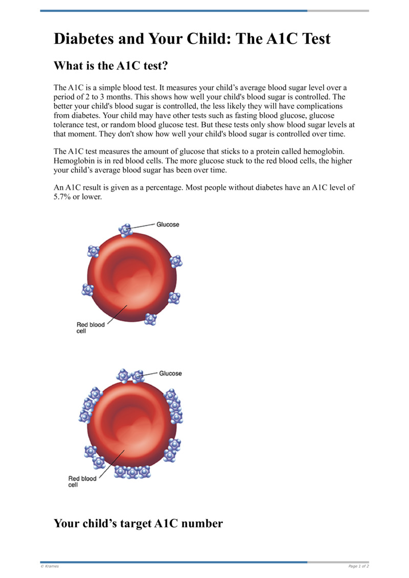 Text - Diabetes And Your Child: The A1c Test - HealthClips Online