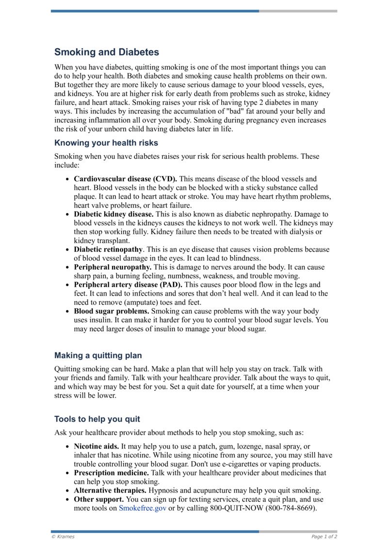 PDF Smoking and Diabetes HealthClips Online