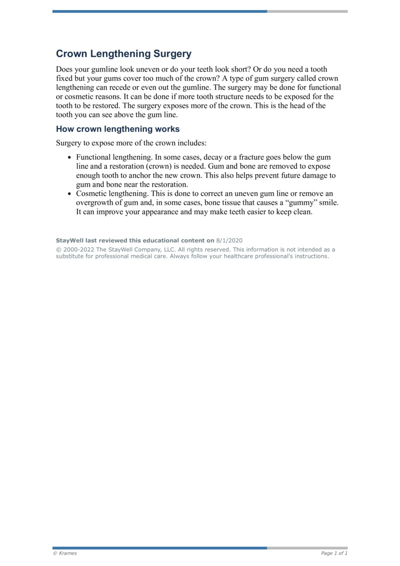 PDF Crown Lengthening Surgery HealthClips Online