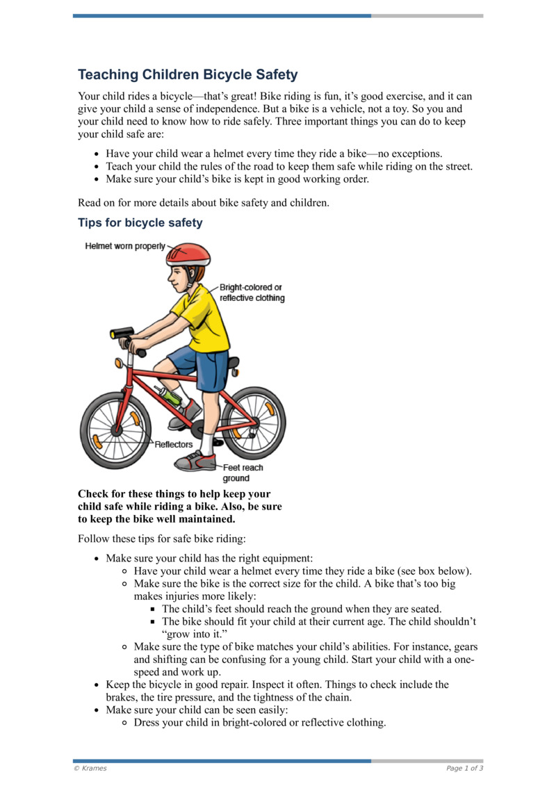 PDF - Teaching Children Bicycle Safety - HealthClips Online