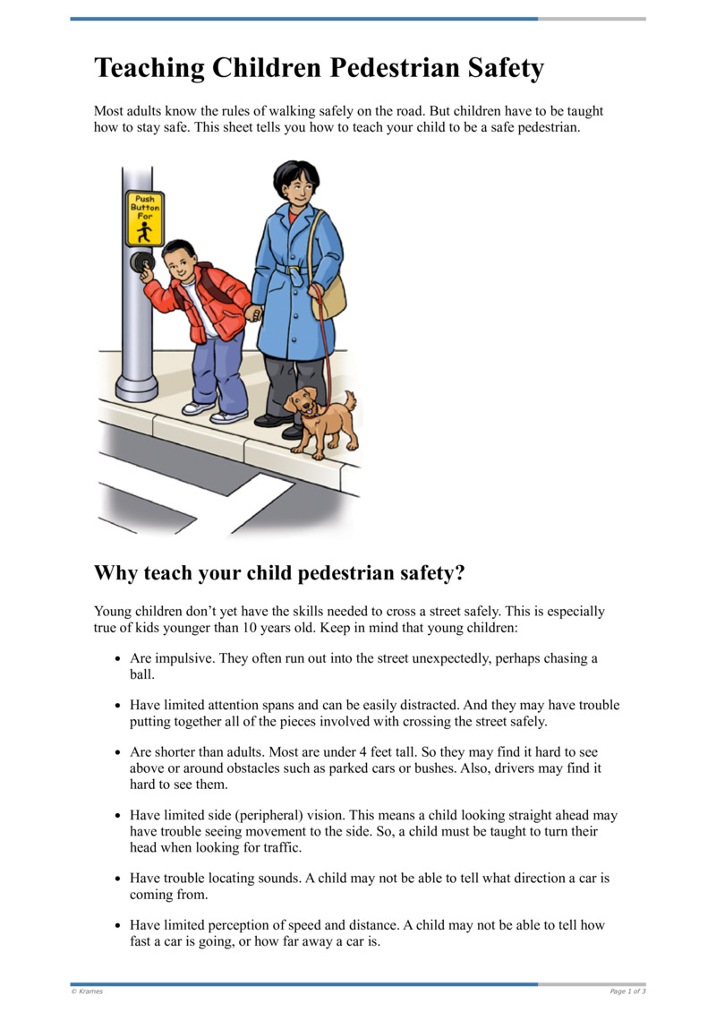 Pedestrian Safety And Car Driving Rules Boy Crossing The Street On
