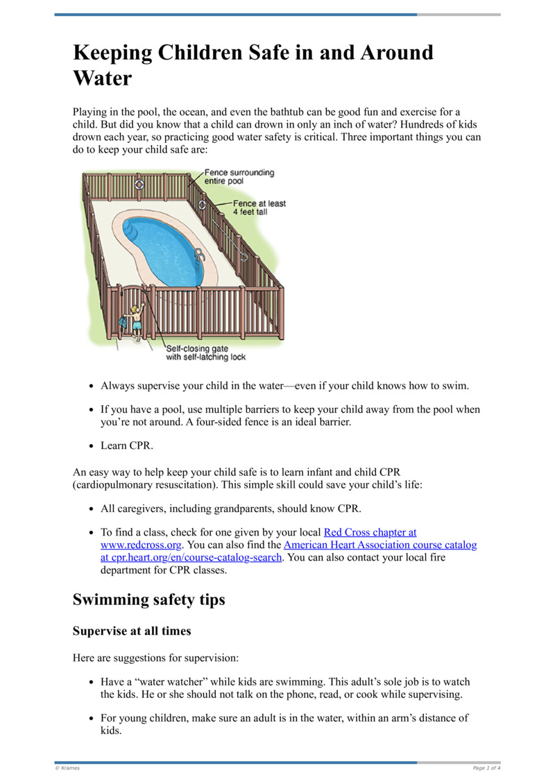Text Keeping Children Safe in and Around Water HealthClips Online