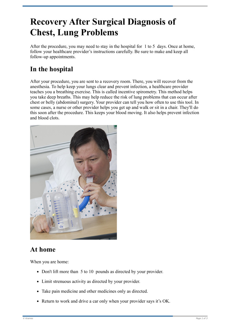 Text Recovery After Surgical Diagnosis of Chest, Lung Problems