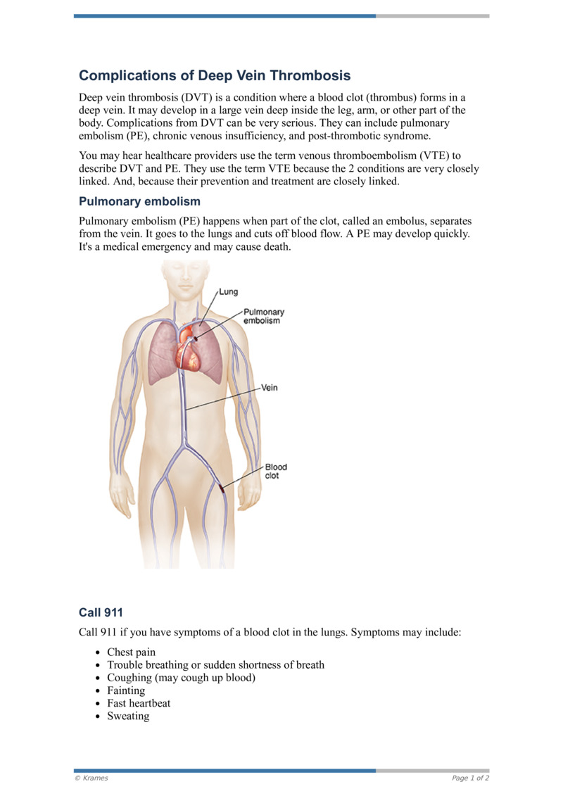 PDF - Complications of Deep Vein Thrombosis - HealthClips Online