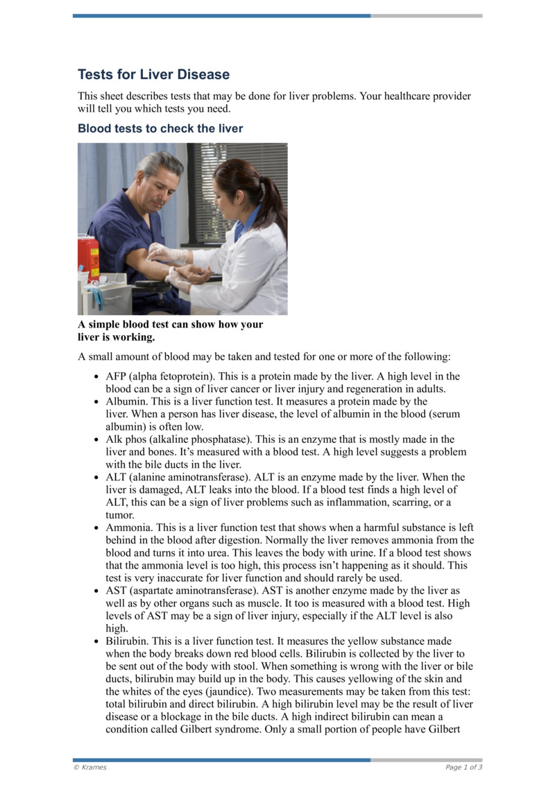 Text Tests for Liver Disease HealthClips Online