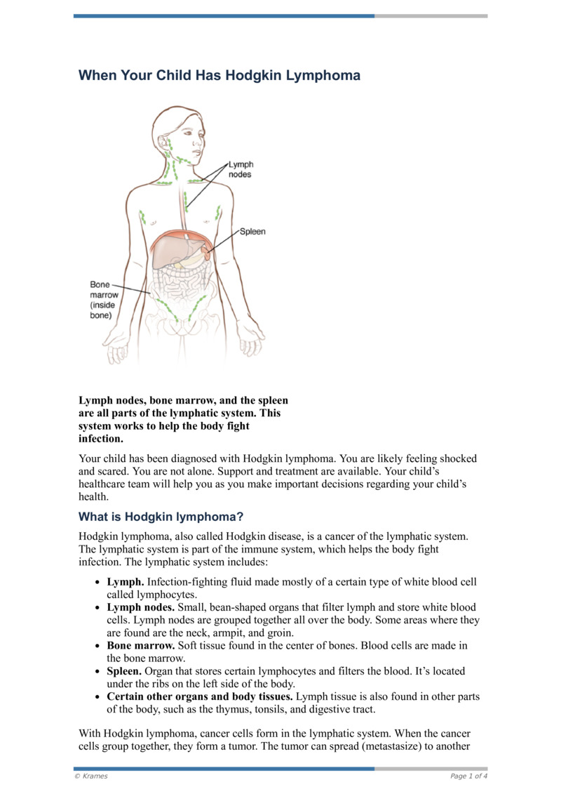 PDF - When Your Child Has Hodgkin Lymphoma - HealthClips Online