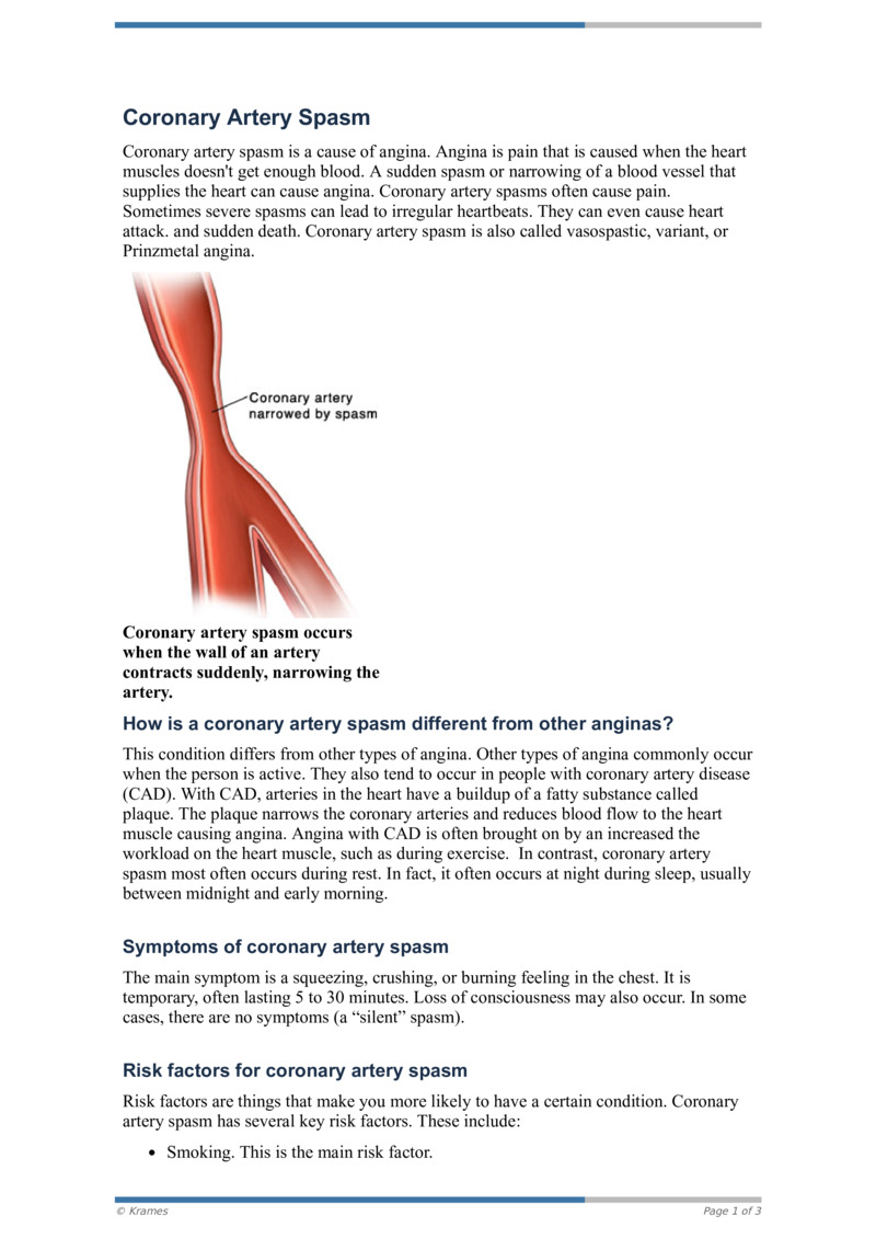 PDF Coronary Artery Spasm HealthClips Online