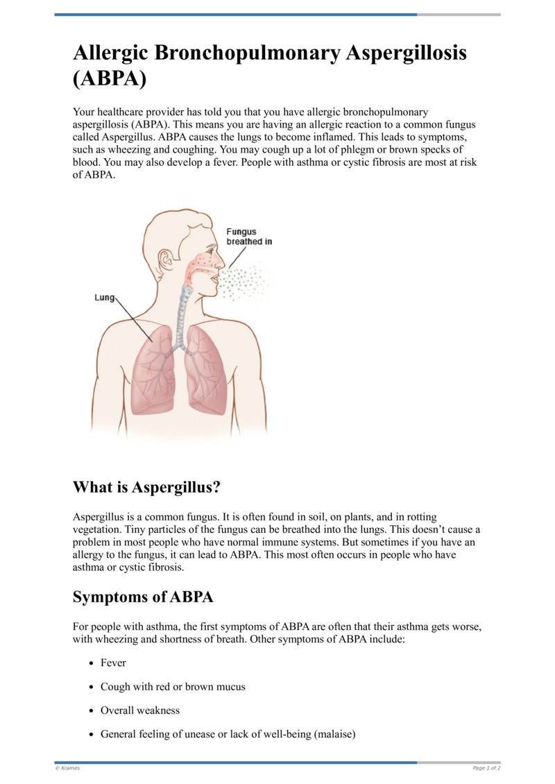 Text Allergic Bronchopulmonary Aspergillosis Healthclips Online