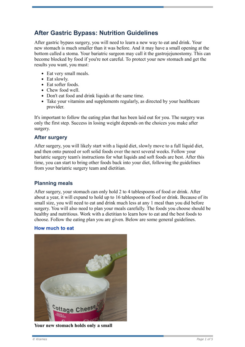 PDF After Gastric Bypass Nutrition Guidelines HealthClips Online