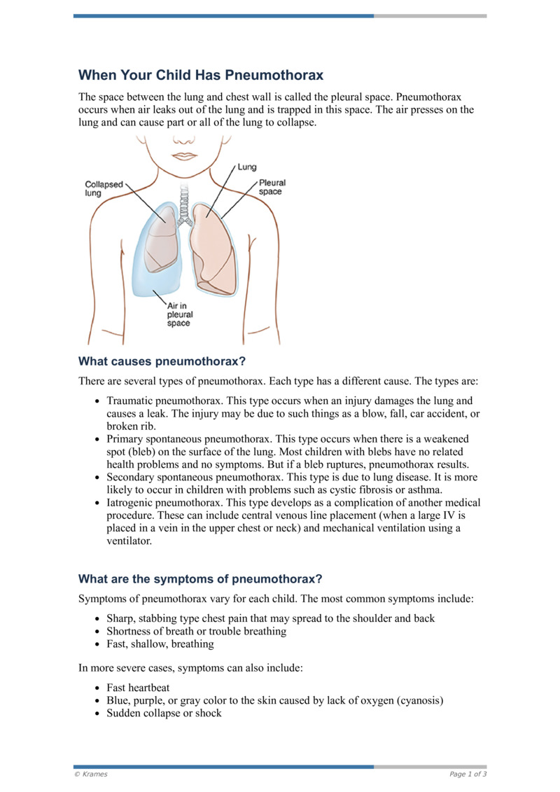 PDF - When Your Child Has Pneumothorax - HealthClips Online