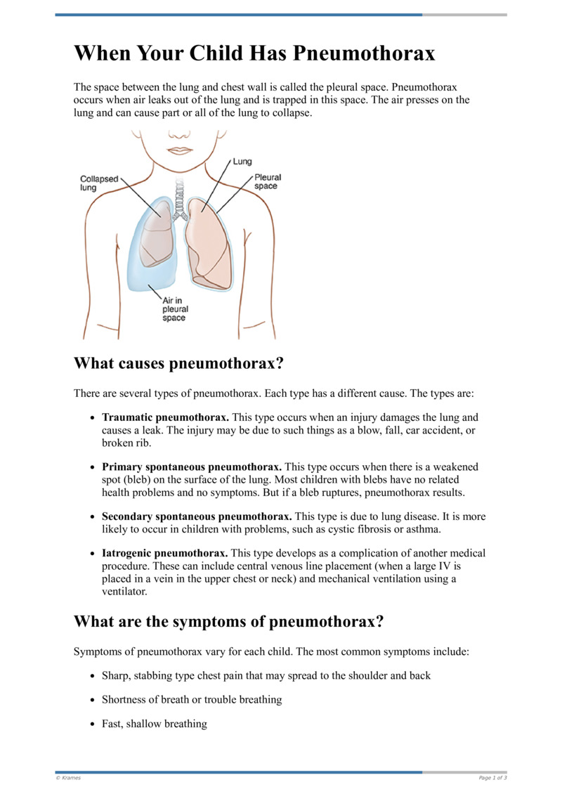 Text - When Your Child Has Pneumothorax - HealthClips Online