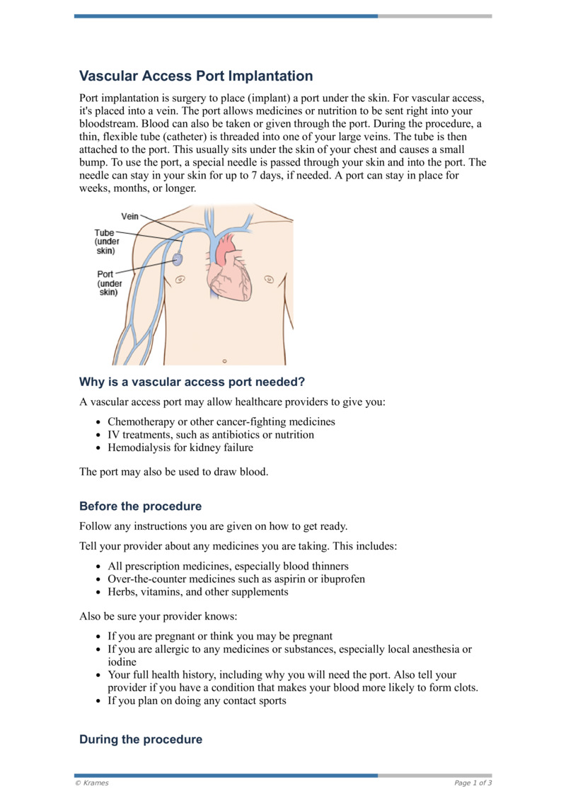 PDF - Vascular Access Port Implantation - HealthClips Online