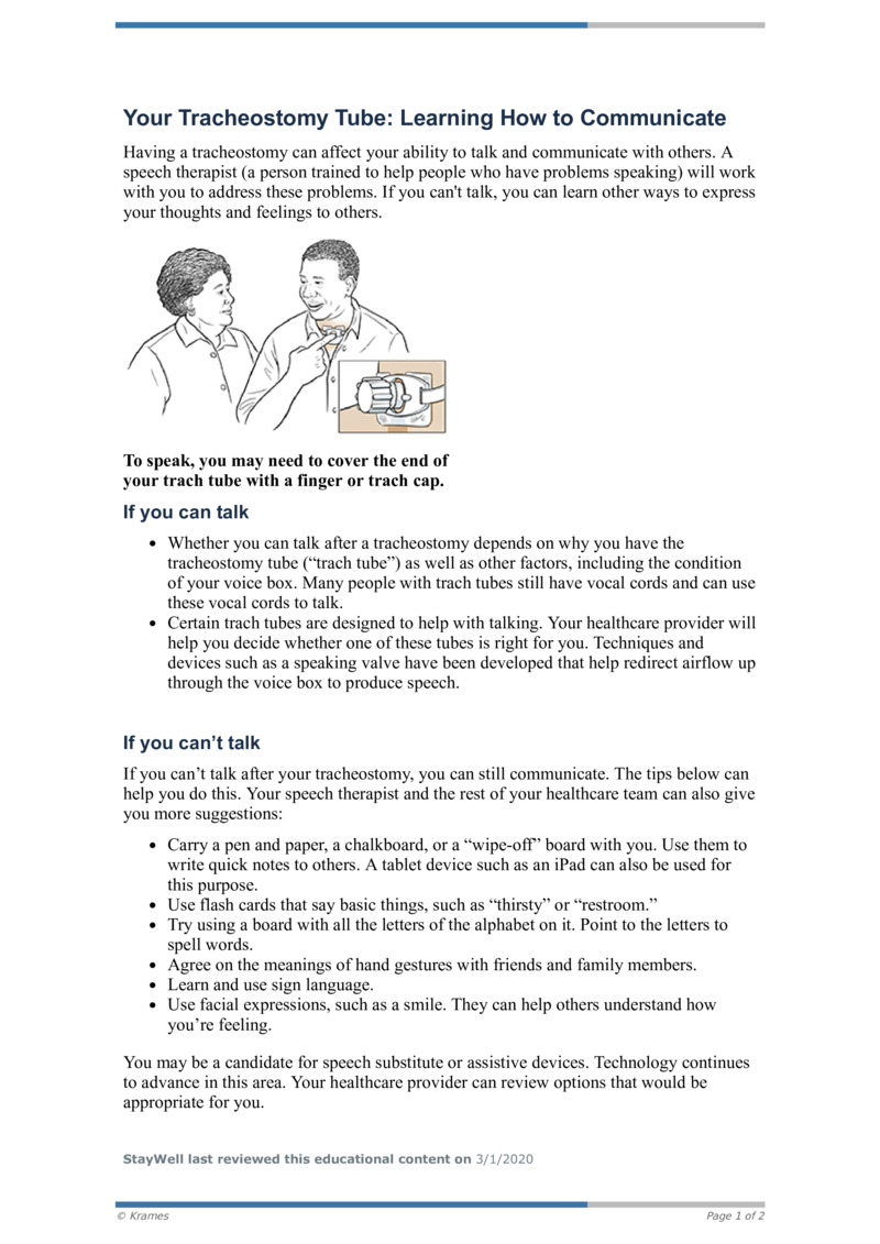 PDF Your Tracheostomy Tube Learning How to Communicate HealthClips