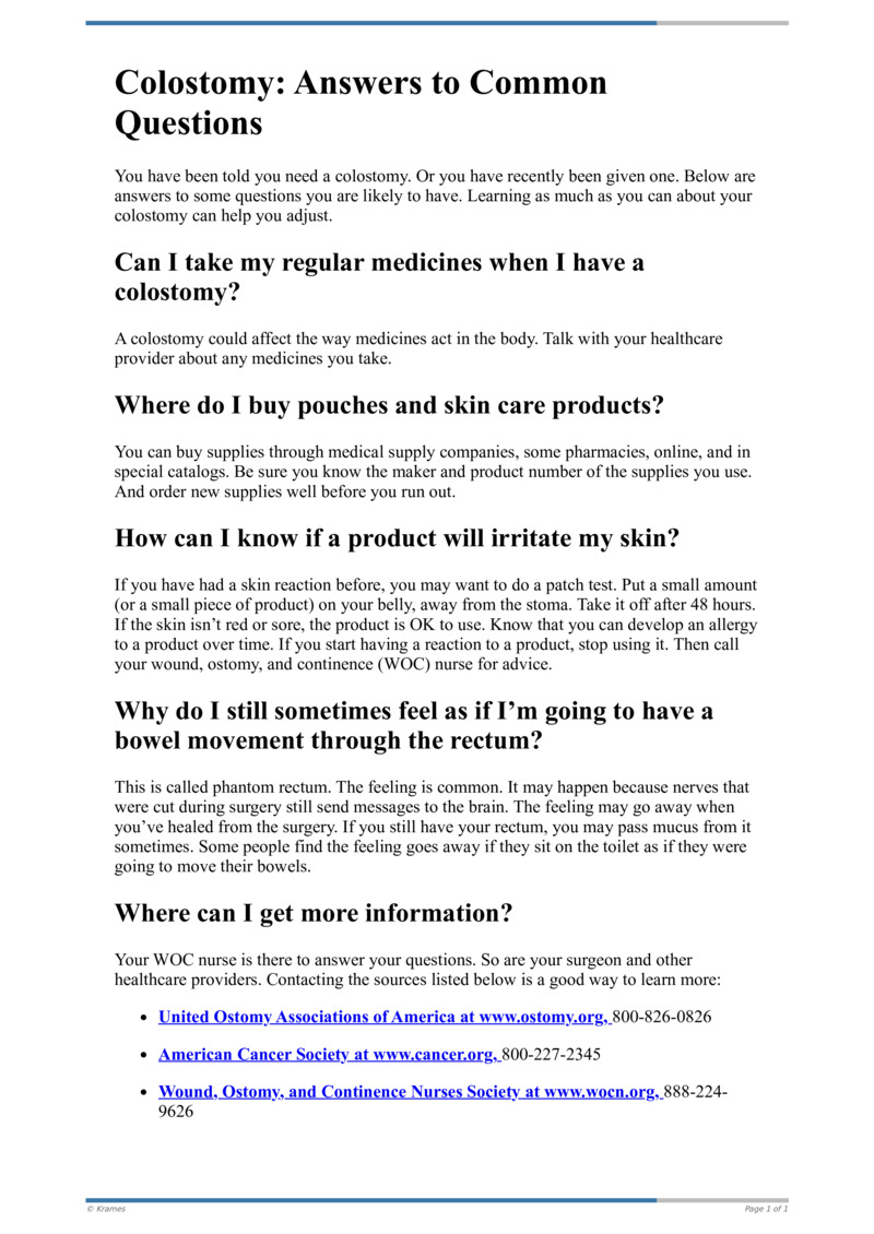 Text Colostomy Answers to Common Questions HealthClips Online
