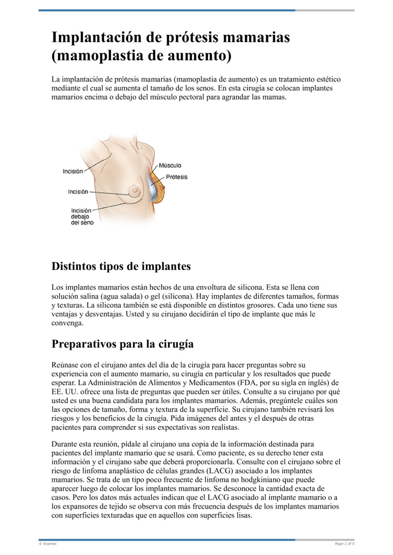 Text Cirug A De Implante Mamario Mamoplastia De Aumento