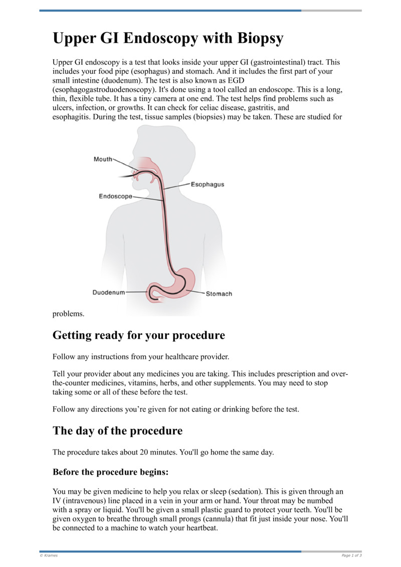 Text - Upper GI Endoscopy With Biopsy - HealthClips Online