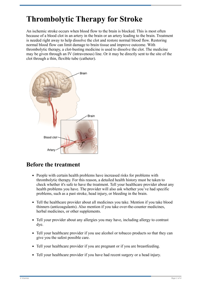 Text - Thrombolytic Therapy for Stroke - HealthClips Online