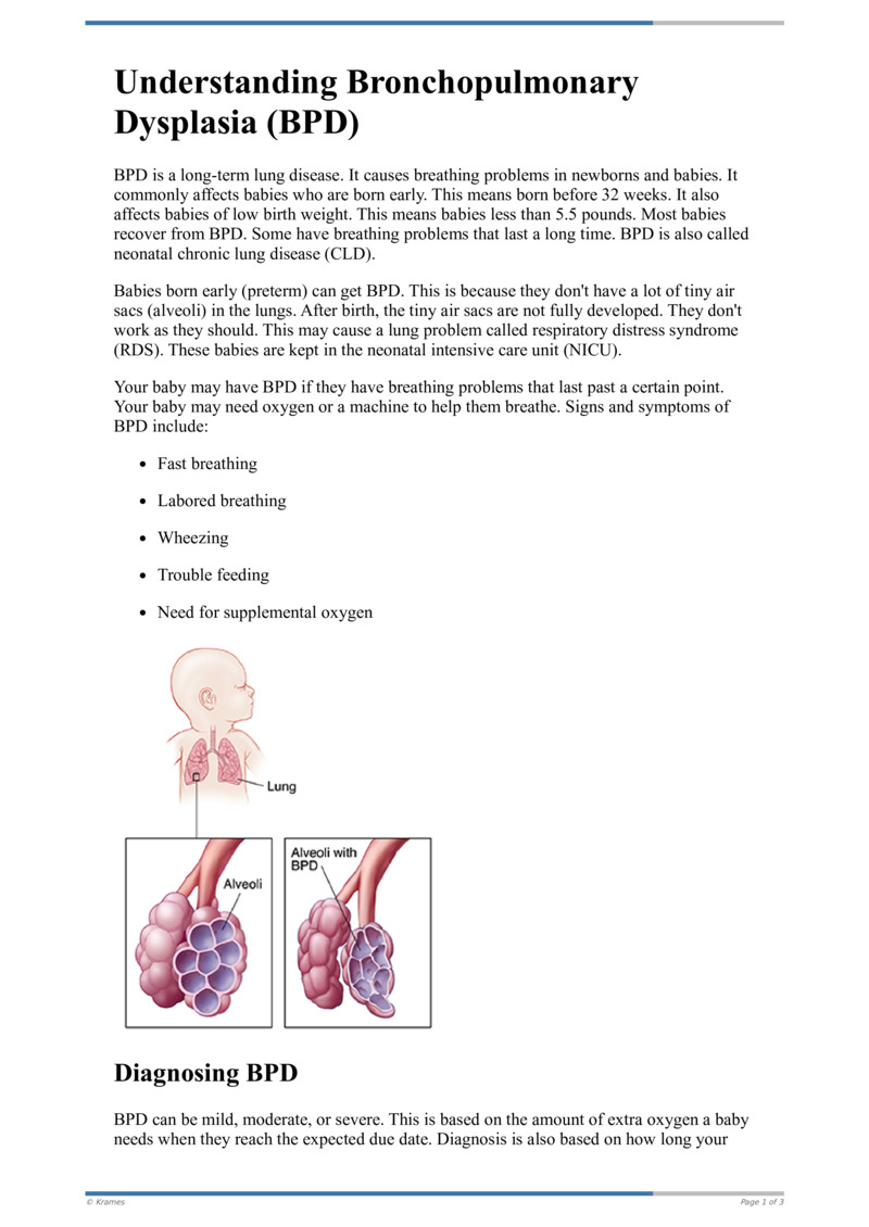 Bronchopulmonary Dysplasia