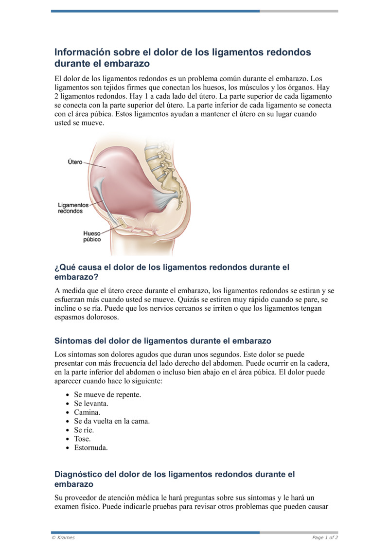 PDF Información sobre el dolor de los ligamentos redondos durante el