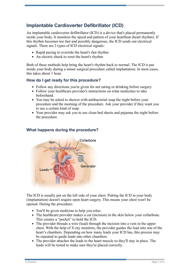 PDF Implantable Cardioverter Defibrillator (ICD) HealthClips Online