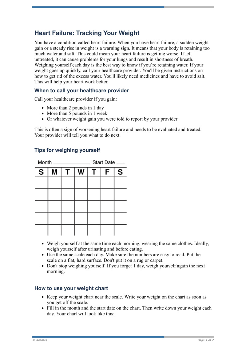 PDF Heart Failure Tracking Your Weight HealthClips Online