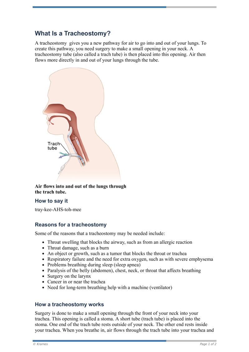 PDF What Is a Tracheostomy? HealthClips Online
