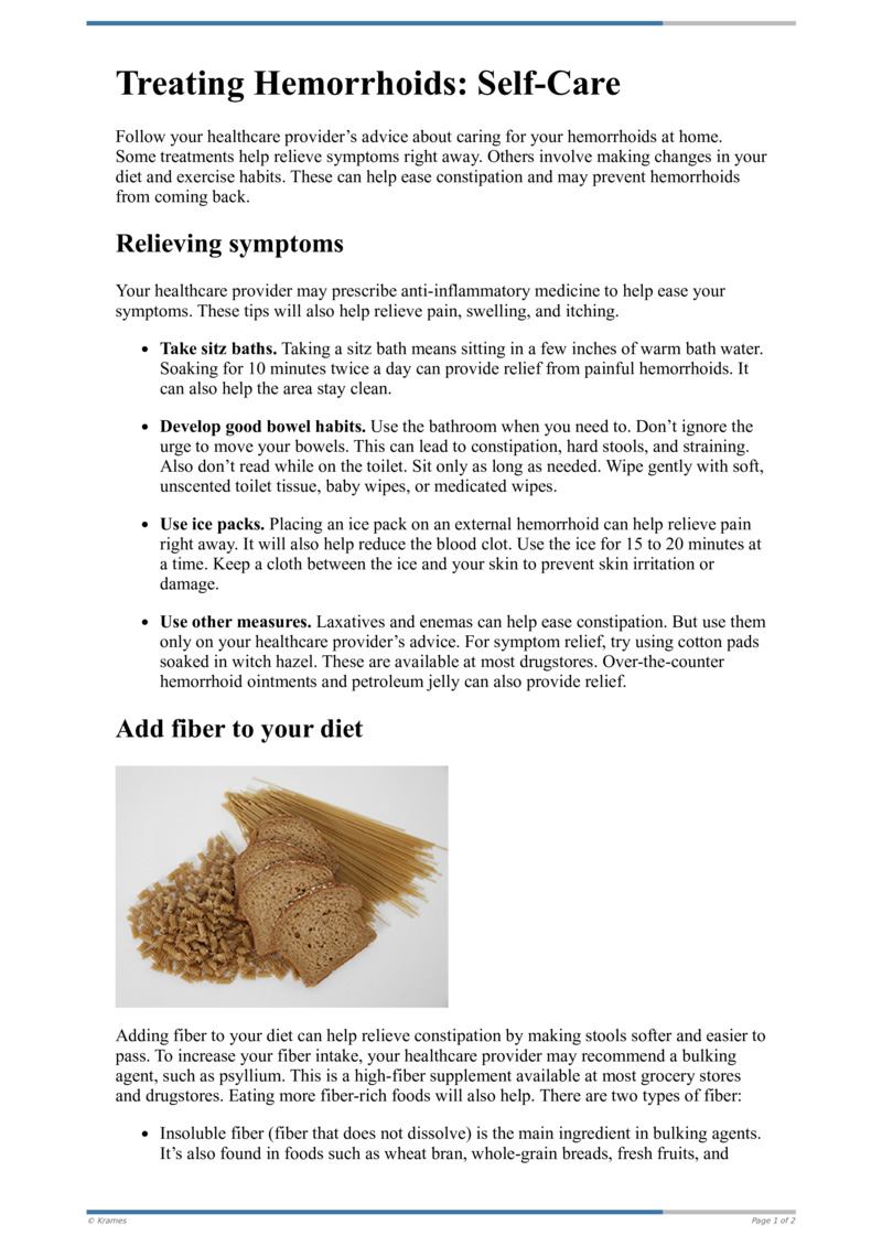 Text Treating Hemorrhoids SelfCare HealthClips Online