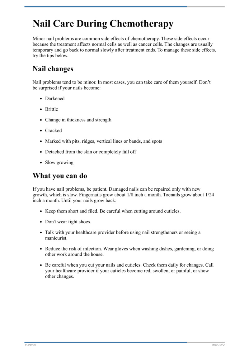 Text Nail Care During Chemotherapy HealthClips Online