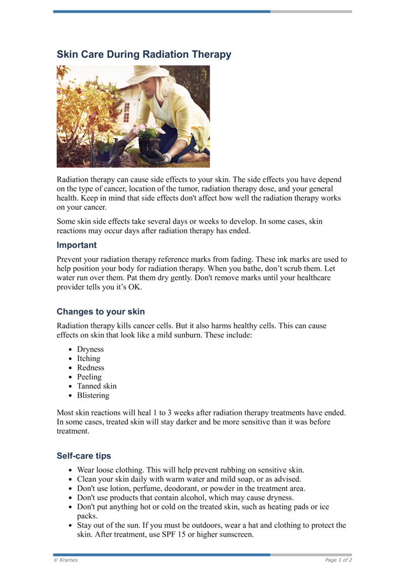 PDF Skin Care During Radiation Therapy HealthClips Online