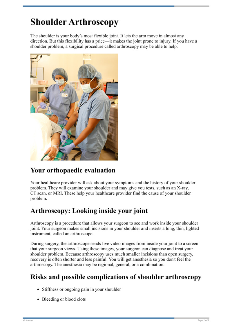 Text - Shoulder Arthroscopy - HealthClips Online