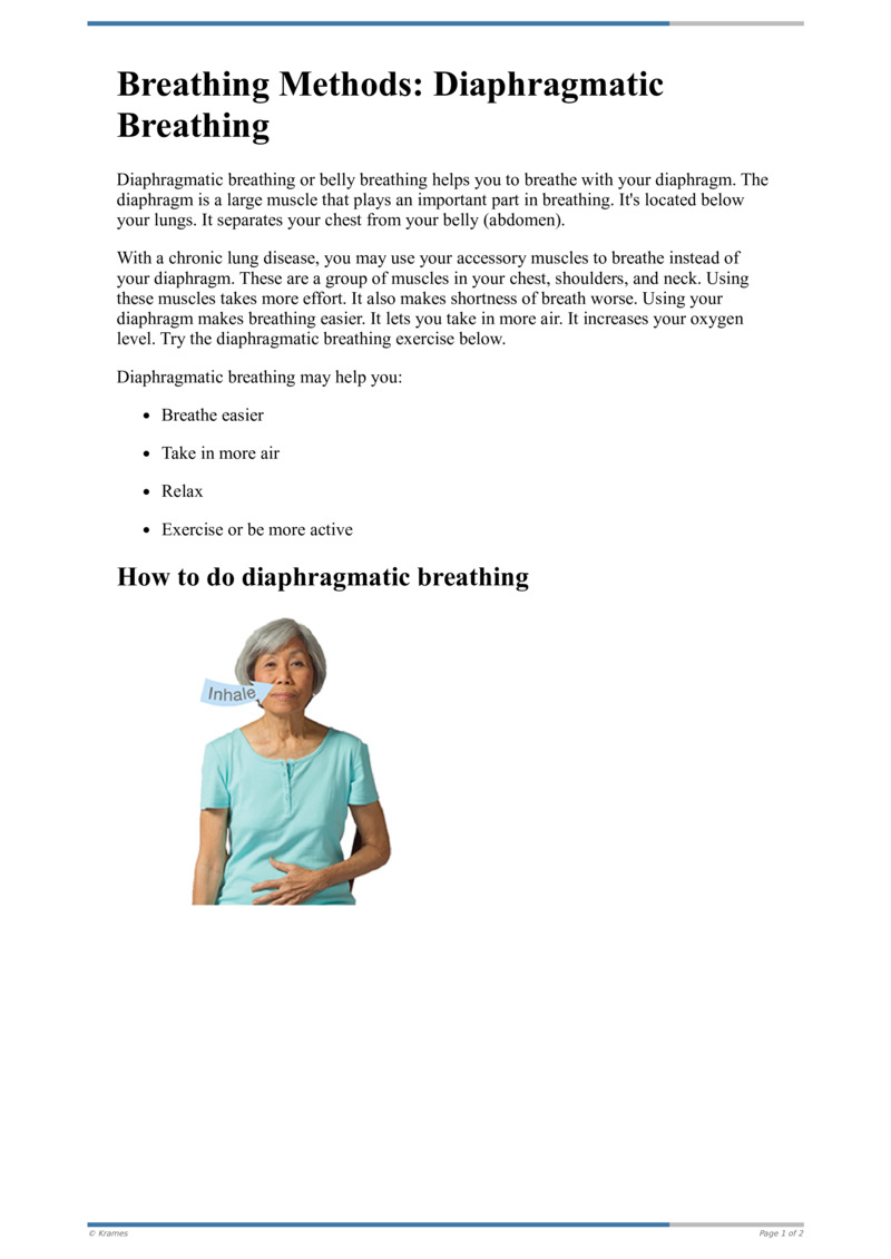 Text - Breathing Retraining: Diaphragmatic Breathing - Healthclips Online