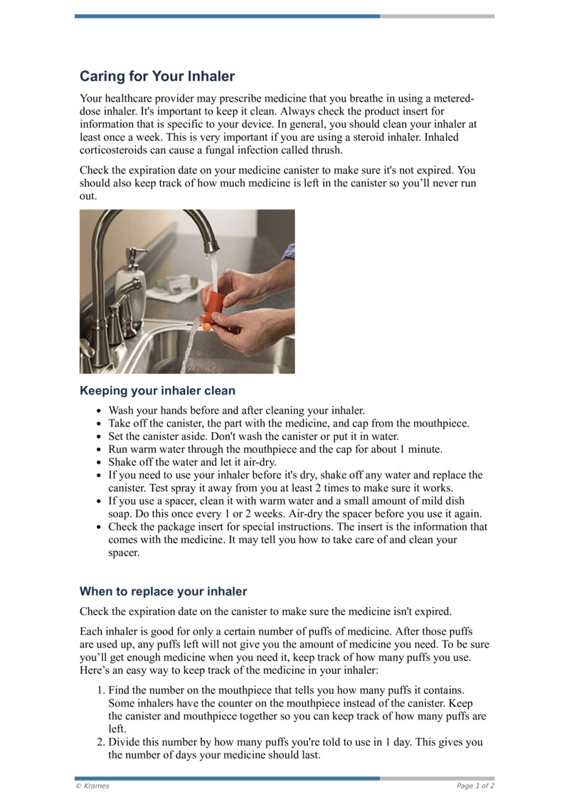 PDF Caring for Your Inhaler HealthClips Online